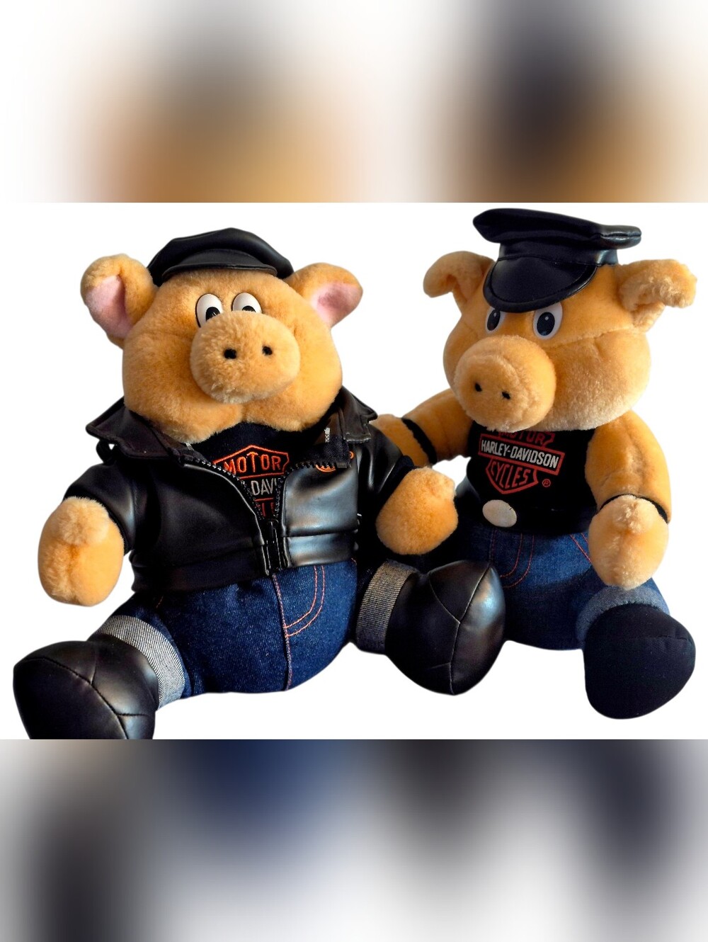 Vintage 1993 Harley-Davidson Large Stuffed Hog Plush Pig Lot of 2!